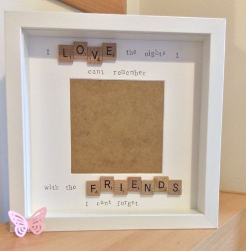 handmade scrabble tile photo frame friends poem christmas peoms