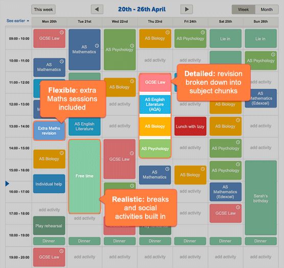 revision timetable template a level