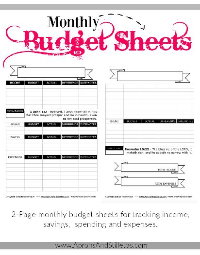 budget sheet monthly