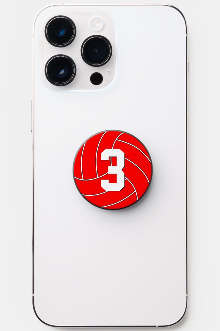 Red Volleyball Player Custom Number Personalized PopSocket Volleyball red-volleyball-player-custom-number-personalized-popsocket-volleyball