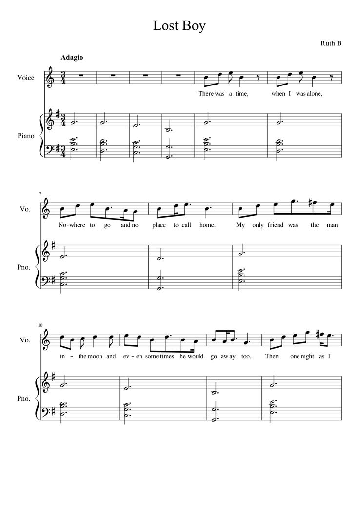 Dropped Boy as a result of Ruth B - Vocal and Piano MuseScore Piano in just image regarding Lost Boy Piano Sheet Music Free Printable named Shed Boy via Ruth B - Vocal and Piano MuseScore Piano inside of