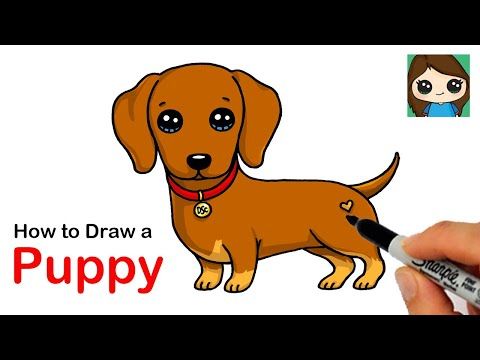How to Draw a Dachshund Puppy Dog Easy - YouTube | Cute dog ...