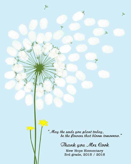 teachers gift dandelion fingerprint classroom by dandelion designs stamps