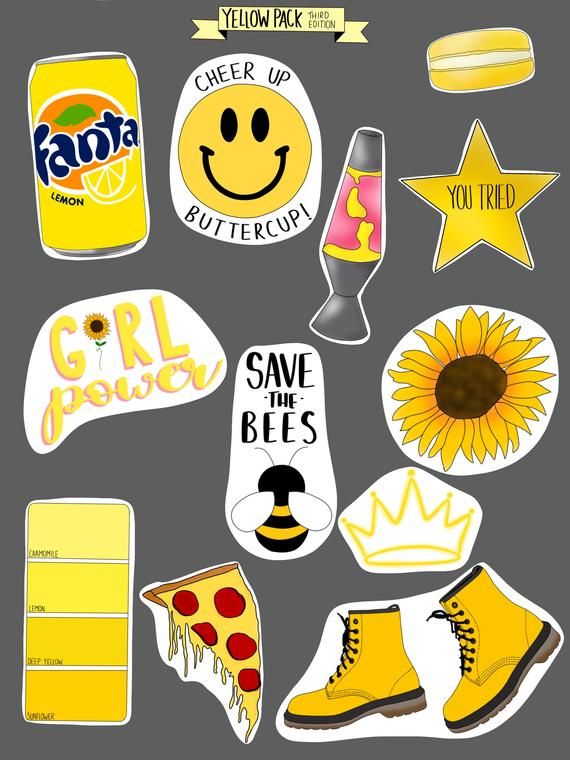 yellow stickers third edition pack of 12 cute stickers aesthetic stickers printable stickers