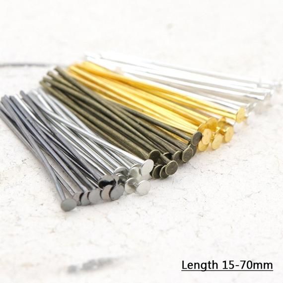 100 pcs Nickel Free Head Pins Gold//Silver//Black//Antique Gold//Bronze 40mm 50mm