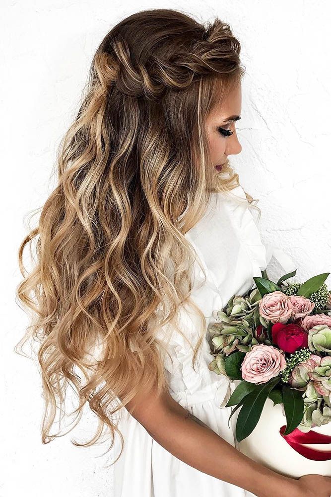 33 Exquisite Wedding Hairstyles With Hair Down Wedding Hairstyles Down Haalf Up Twisted Long Ha Wedding Hair Down Wedding Hairstyles Wedding Hair And Makeup