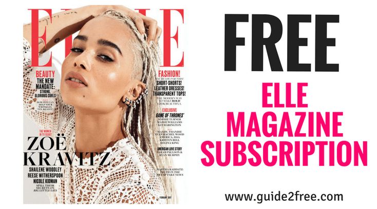 Get a FREE ELLE Magazine Subscription! This is FREE for 2 years! You will never receive a bill.ELLE magazine reports on emerging trends in fashion, beauty and style. Its visual core is surrounded by features, news and analysis of the larger world. Its articles feature information on culture, health, politics, art and relationships.