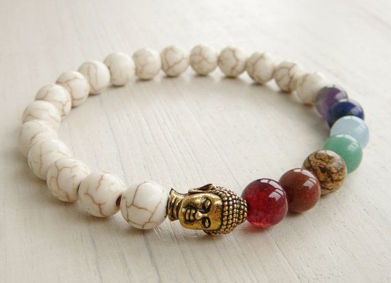 Mala Bracelet Buddha 7 Chakra Howlite Mala Bracelet Buddha 7 Chakra Howlite Yoga Tibetan Meditation Gemstone Jewelry Making