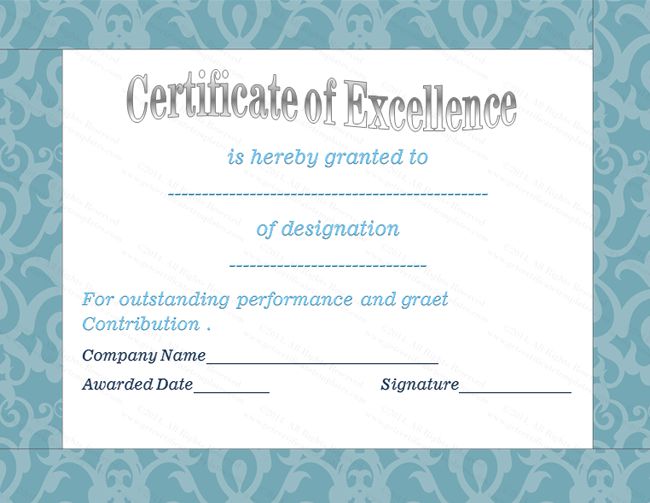 blue floral award of excellence template gift sample certificate design