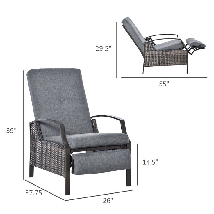 Outsunny Outdoor Rattan Recliner Chair With Cushion Adjustable Wicker Pool Chaise Patio Lounge Grey Armchair Durable Garden Aosom In 2021 Cushions Outsunny Outdoor Rattan Recliner Chair, Outsunny Outdoor Rattan Recliner Chair With Cushion