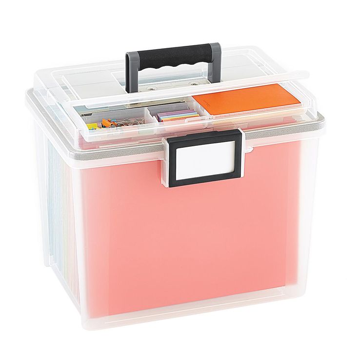 Iris Weathertight Portable File Box With Handle Paper Storage Sbook Iris Weathertight Portable File Box, Portable File Cabinet With Handle