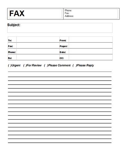 efax cover sheet
