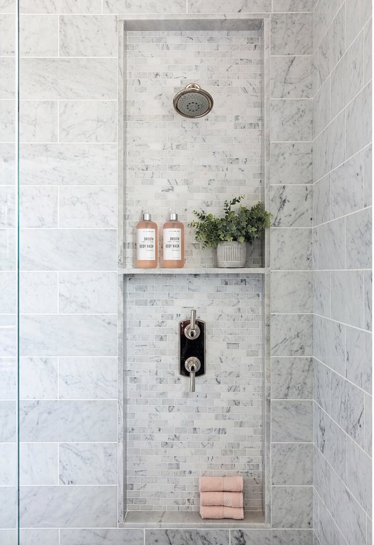 Marble Hexagon Shower Niche Bathroom Interior Bathroom Inspiration Shower Niche
