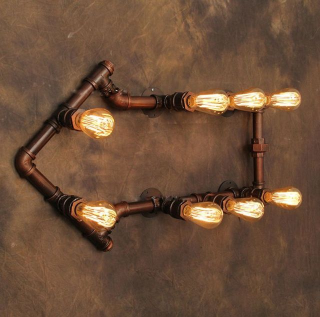 Industrielle Steampunk Wand Lampe Retro Leicht Rustikal Vintage Rohr Lighting