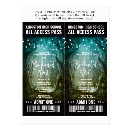 Enchanted Forest Prom Admission Tickets Template Postcard - postcard post card postcards unique diy cyo customize personalize