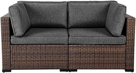 Com Kinsunny Pe Wicker Patio Loveseats Sectional Corner Sofa Rattan Outdoor Furniture Loveseat Set Kinsunny Pe Wicker Patio Loveseats, Patio Love Seats