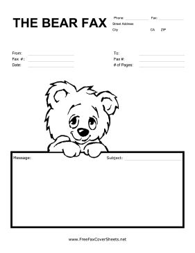 This cute fax cover sheet has a picture of a smiling cartoon bear and is great for kids and toy businesses. Free to download and print