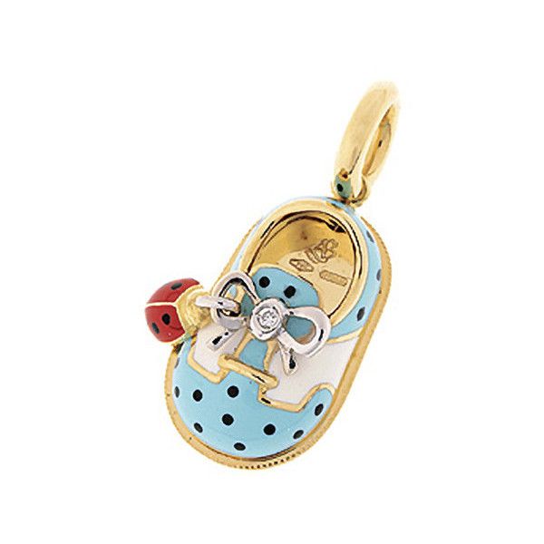 Blue Pink Flower Aaron Basha Baby Shoe Blue Pink Flower Aaron Basha Baby Shoe