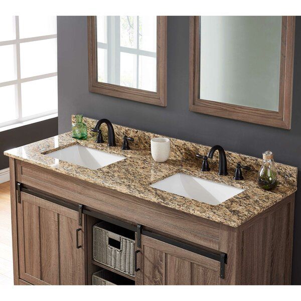 61 Double Bathroom Vanity Top Brown Decor Granite Countertops 61 Double Bathroom Vanity Top Brown, How To Attach Sink Vanity Top