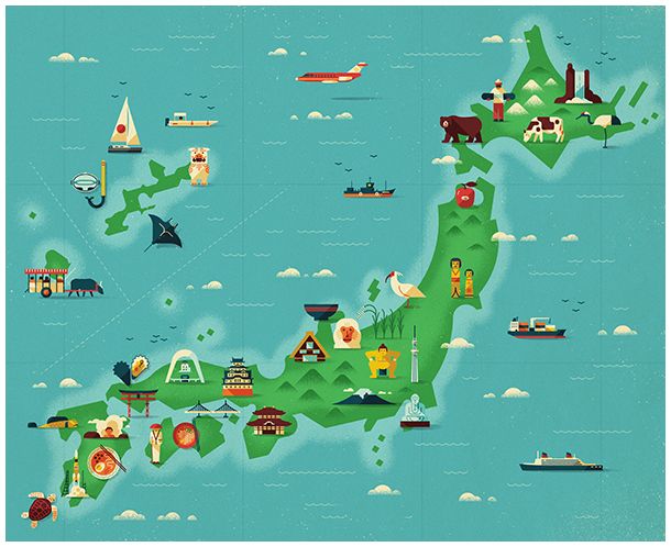 We created an illustrated map of Japan for Monocle Magazine, using ...