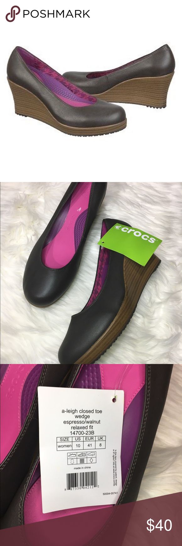 Crocs A Leigh Closed Toe Wedge Womens Court Shoes Crocs A Leigh Closed Toe Wedge Womens Court Shoes