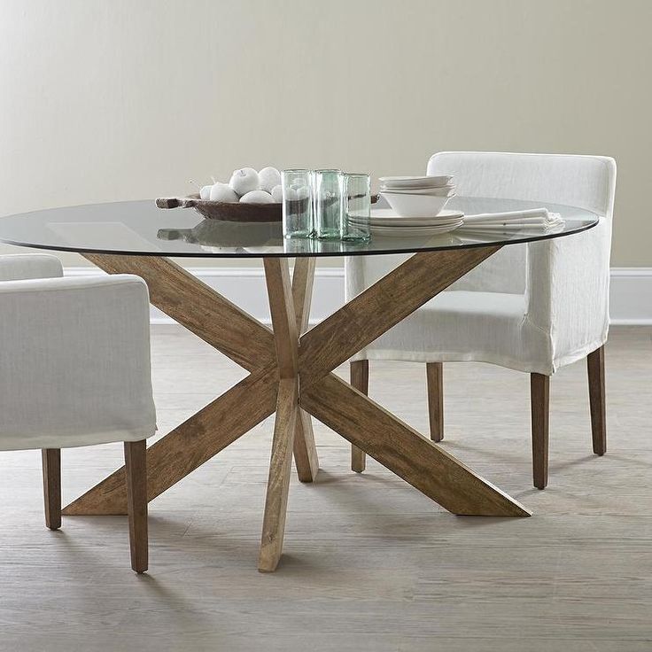 Modern X Base Dining Table In Brown Glass Round Glass Dining Table Round, Round Dining Table Base Ideas