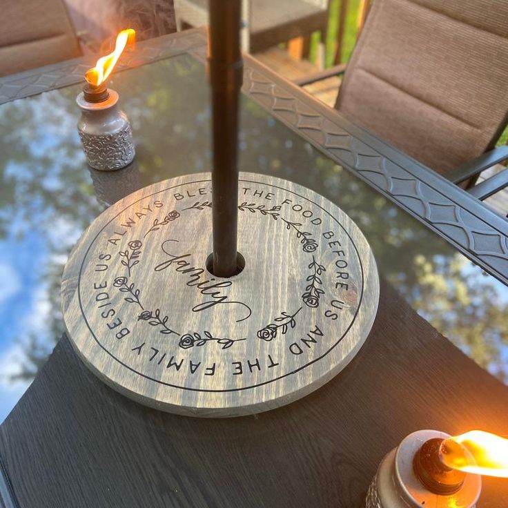 Large Wood Umbrella Lazy Susan for Patio Table