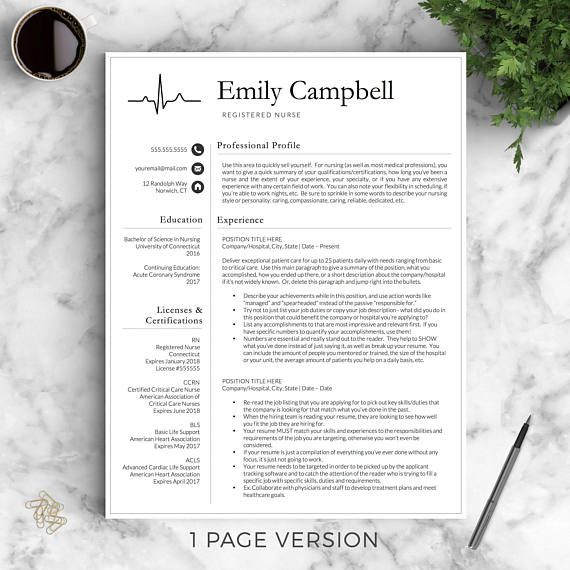 Stand out with this Nurse Resume Template for Word & Pages. Whether youre applying for an RN job, to nursing school, or are a new nurse graduate, you can customize this template to fit your needs. YOU CAN: • Rename all text including the professional title and headings (ex. for new