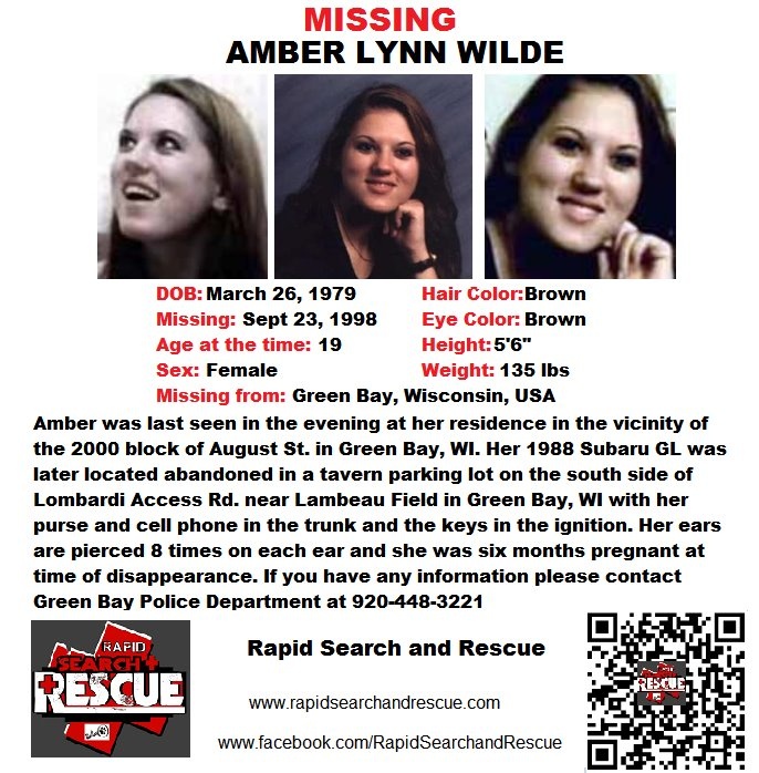 Current Missing Person flyers from Wisconsin in the 1990s To assist with Amber Alerts and missing person cases through flyer and picture sharing on Facebook please “Like” Rapid Search and Rescue on Facebook: facebook.com/RapidsSAR Follow us on twitter also @Rapid_SAR