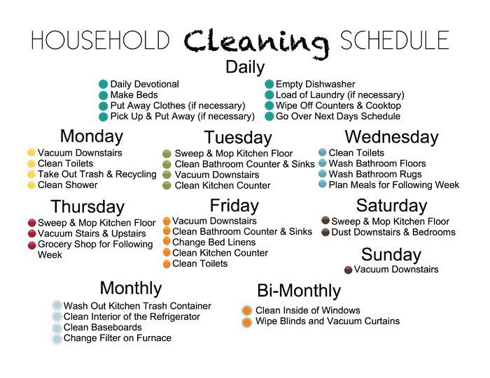 weekly household cleaning schedule house cleaning schedule for housecleaning schedules