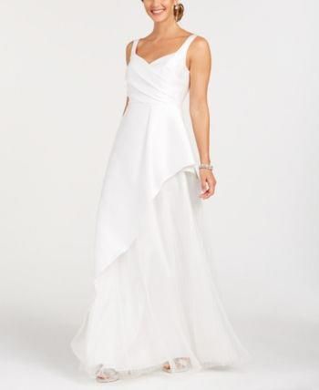 Adrianna Papell Asymmetrical Pleated Gown – Ivory #jcrewweddingdress Adrianna Papell Asymmetrical Pleated Gown – Ivory #jcrewweddingdress