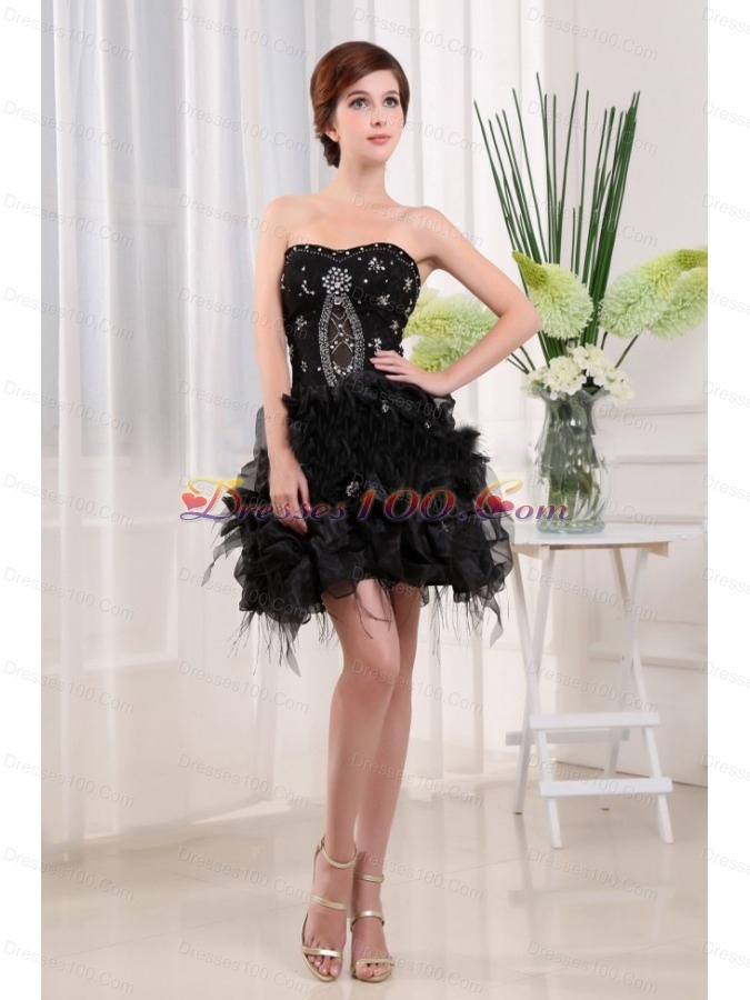 Strapless Black Tulle Mini Length Prom Cocktail Dress With Beading Strapless Black Tulle Mini Length Prom Cocktail Dress With Beading