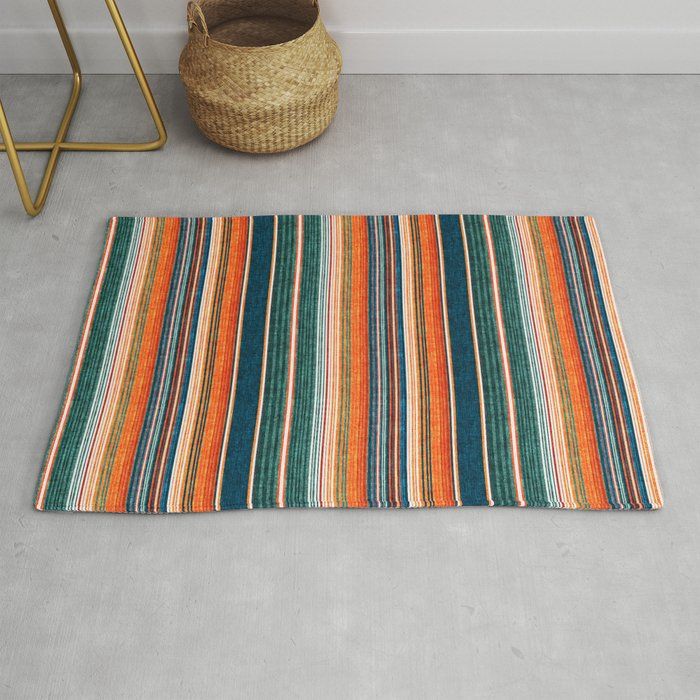 on Throw Pillow Orange & Teal by Little Arrow Design Co Serape Southwest Stripe on Throw Pillow Orange & Teal by Little Arrow Design Co Serape Southwest Stripe