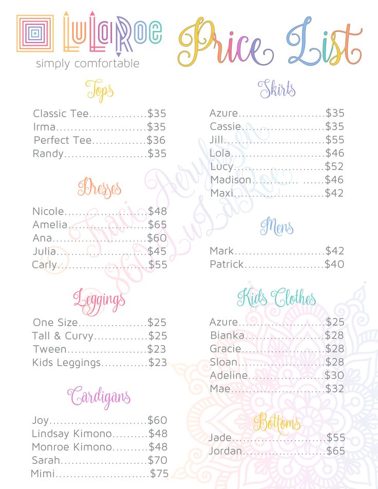 LuLaRoe Price tag Listing :) LuLaRoe inside of 2019 Lularoe price ranges photograph relating to Lularoe Price List Printable named LuLaRoe Expense Listing :) LuLaRoe in just 2019 Lularoe charges