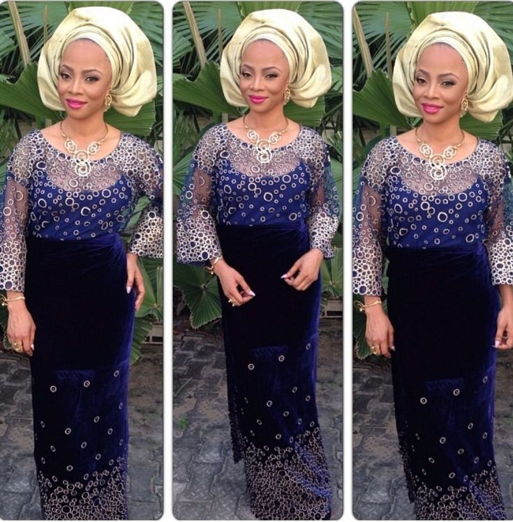Toke Makinwa in Blue velvet Aso-ebi | African wedding, Nigerian wedding, Wedding attire guest