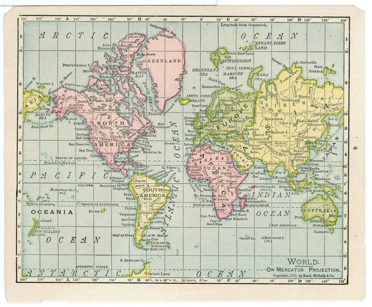 1911 Vintage Atlas Map Page World On One Side Map Atlas Map Vintage Maps