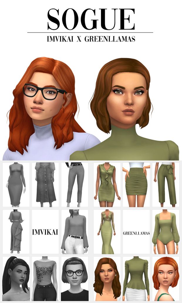 SOGUE BY VIKAI X GREENLLAMAS greenllamas Sims 4 cc packs, Sims 4