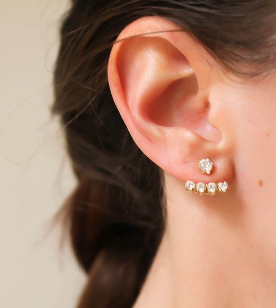 Gold Ear Jacket Front Back Earring Jackets Gold Ear Jacket Front Back Earring Jackets Earrings Jewelery Pinterest And