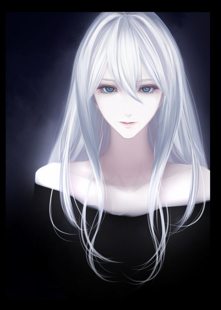 Anime girl with silver hair and blue eyes
