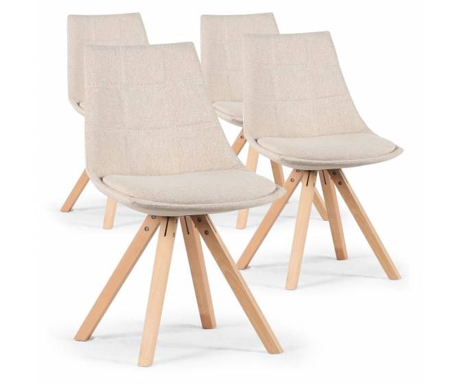 Lot De 4 Chaises Scandinaves Gao Tissu Gris Chaises Scandinaves Tissu Chaise Scandinave Tissu Gris