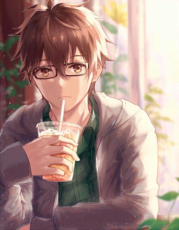 Anime guy with glasses and brown hair
