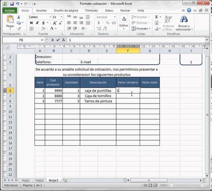 formato para cotizacion en word