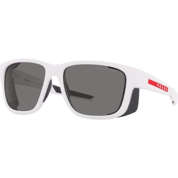 Prada Linea Rossa PS07WS White Rubber Dark Grey Polarised Lenses