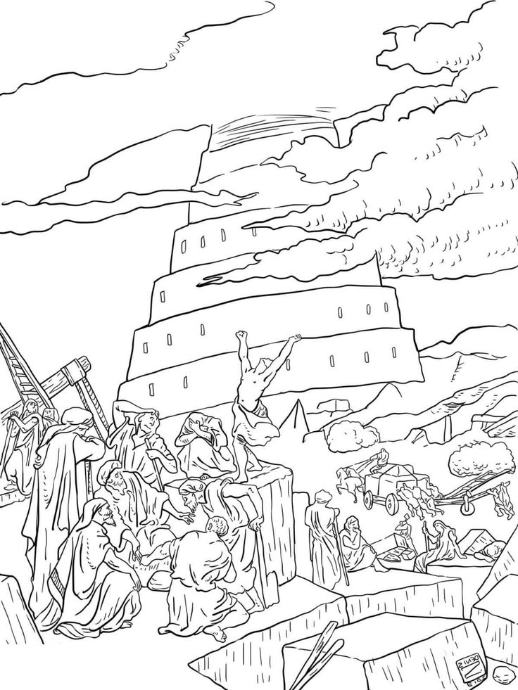 Download Tower of Babel Coloring Page | Coloring pages, Tower of babel, Coloring pages for kids