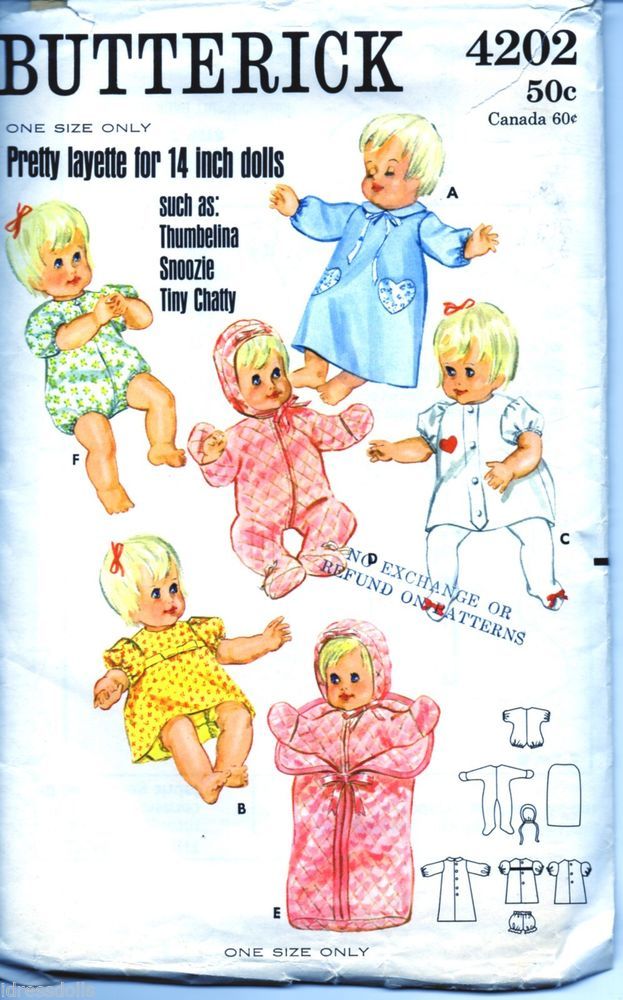 Butterick Thumbelina Doll Clothes Pattern Baby Butterick Thumbelina Doll Clothes Pattern Baby