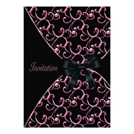 pink black swirls party invitations zazzle com party birthday invitation templates online