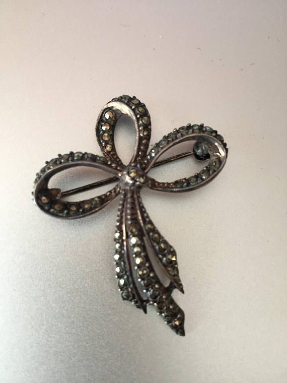 Vintage Silver Branch Ribbon Brooch