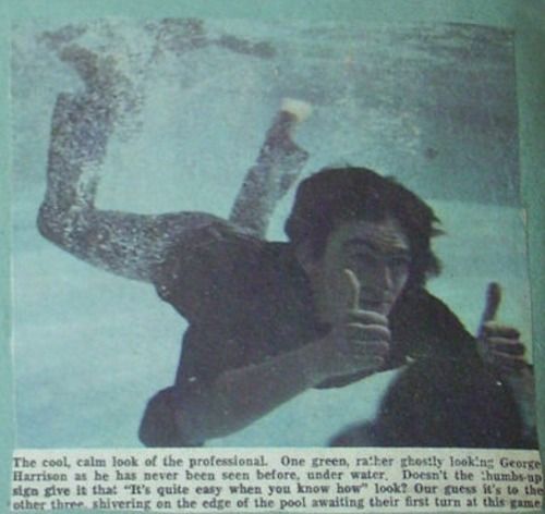 The Bathes With A In Water George Harrison Water During The Filming Of Help
