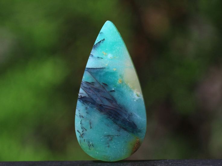 Blue Opal Wood coper rare cabochons