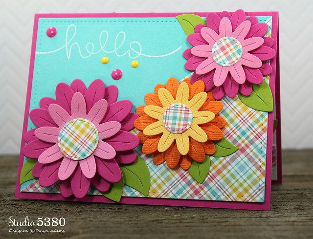 Exceptional Card Making Ideas With Flowers Part - 12: Lawn Fawn Floral Hello Card By Tanya (using Flower Power, Yay, Kites!